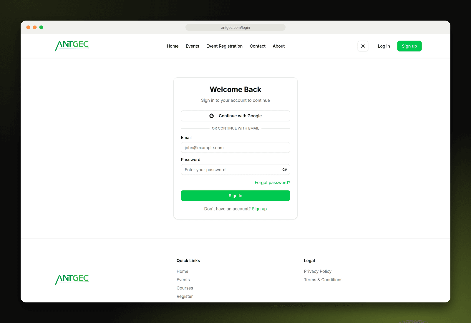 Sign in with Google or email