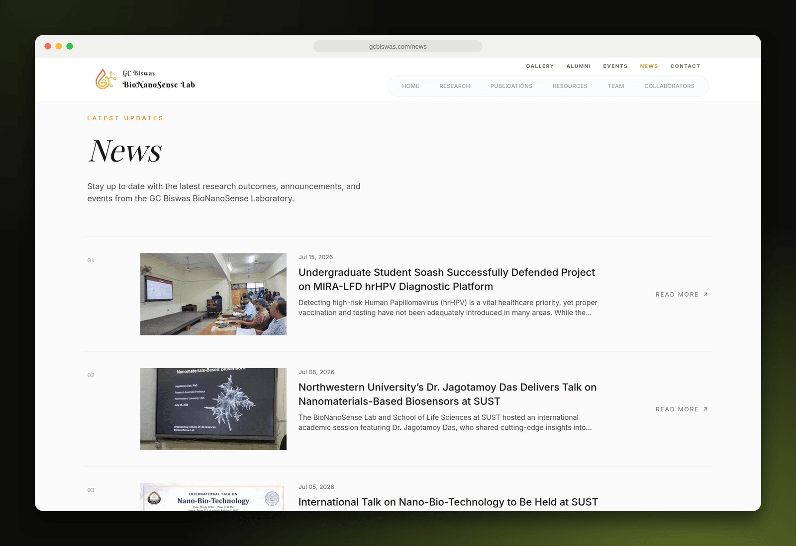 Lab news page