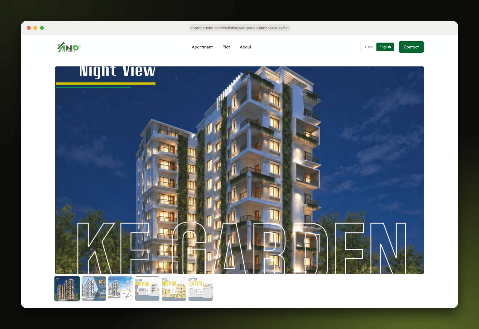 KF Garden listing with gallery and floor plans